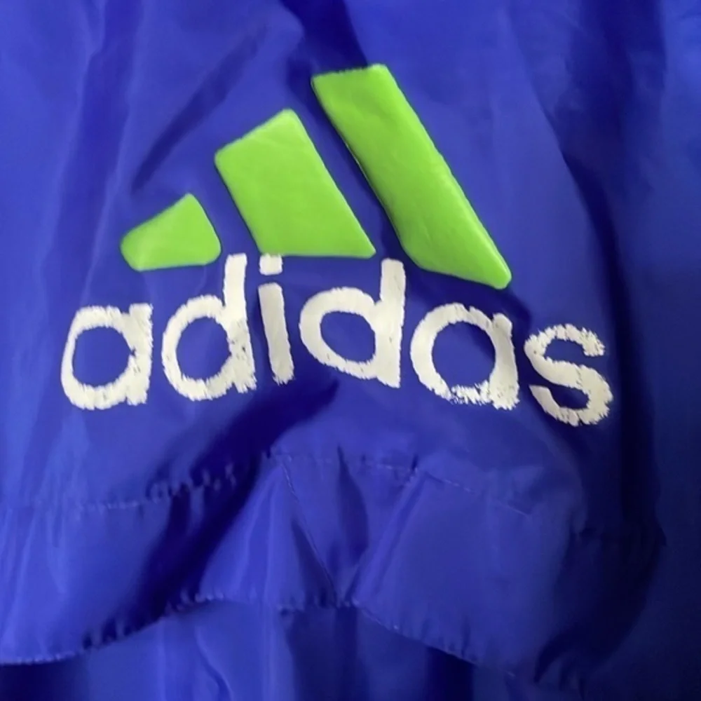 Adidas Men’s‎ Spell Out Windbreaker Jacket Three Stripe Vintage 90s Large Blue